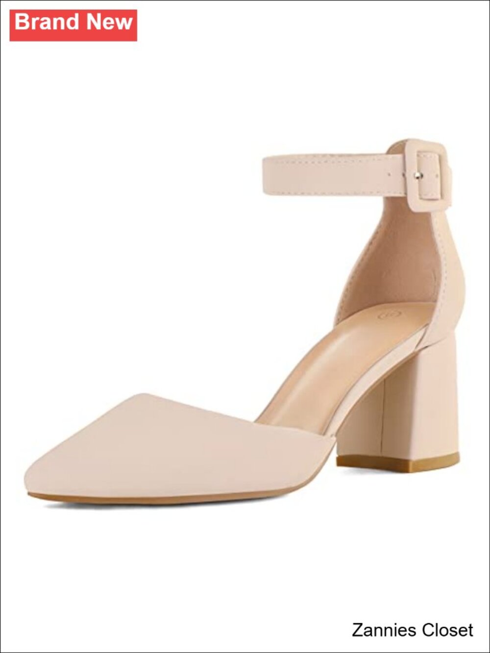 ✨ Women's Pointed Toe Ankle Strap Chunky Block Heel Dress Pumps Shoes
